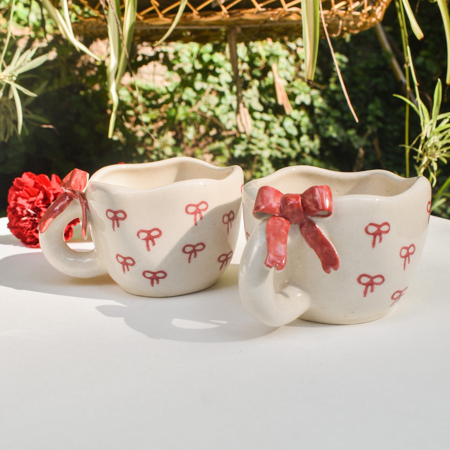 Cute Ceramic Mug - Red Bow