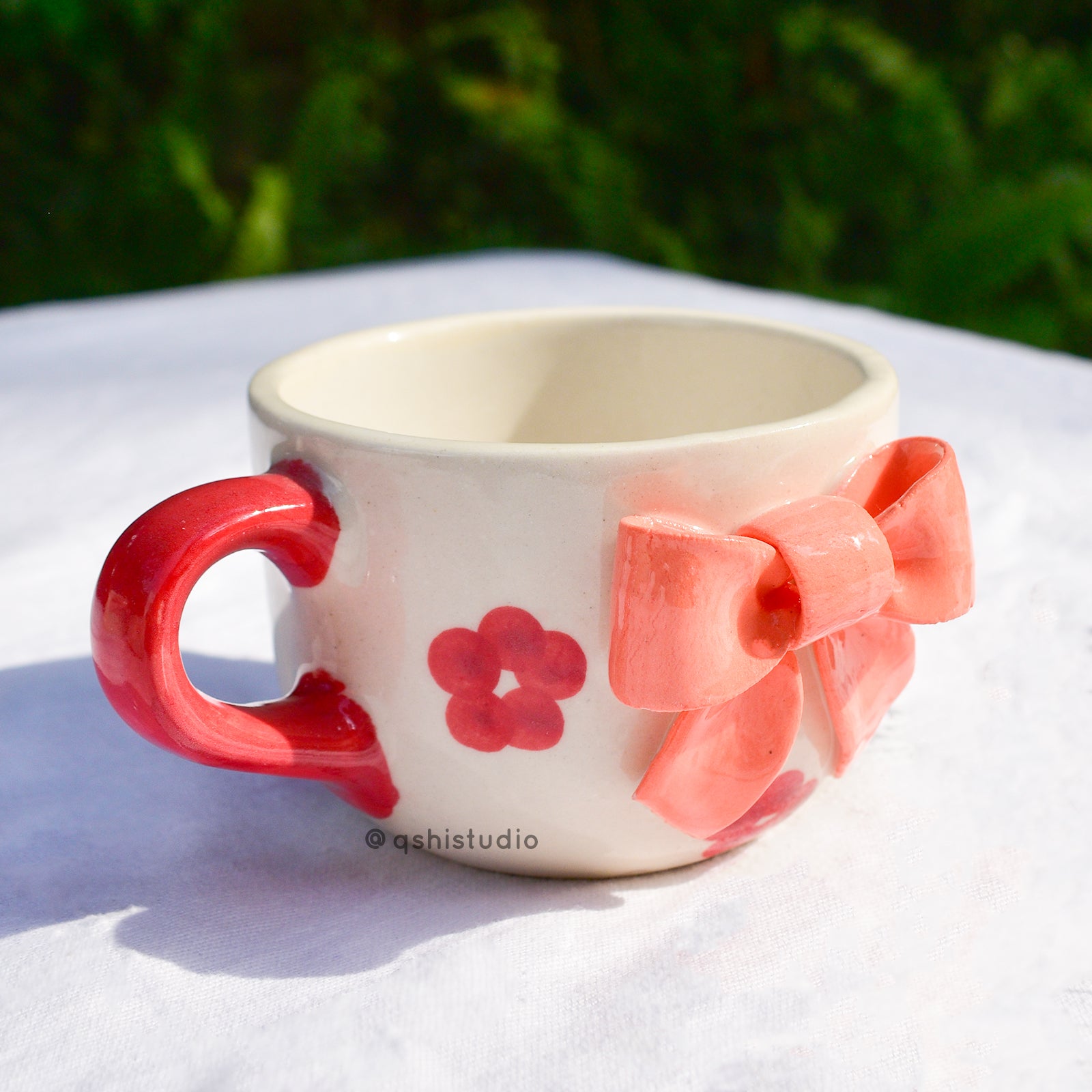 Ceramic Coffee Mug - Bow Orange flower