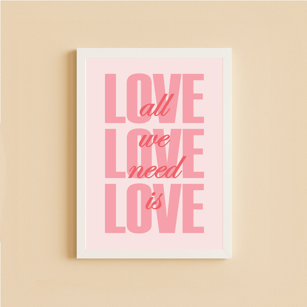 Love Actually Is All We Need Poster – Pink Quote Wall Art