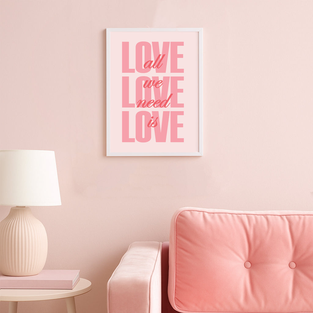 Love Actually Is All We Need Poster – Pink Quote Wall Art