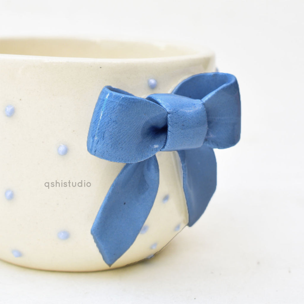 Ceramic Coffee Mug - Blue Bow