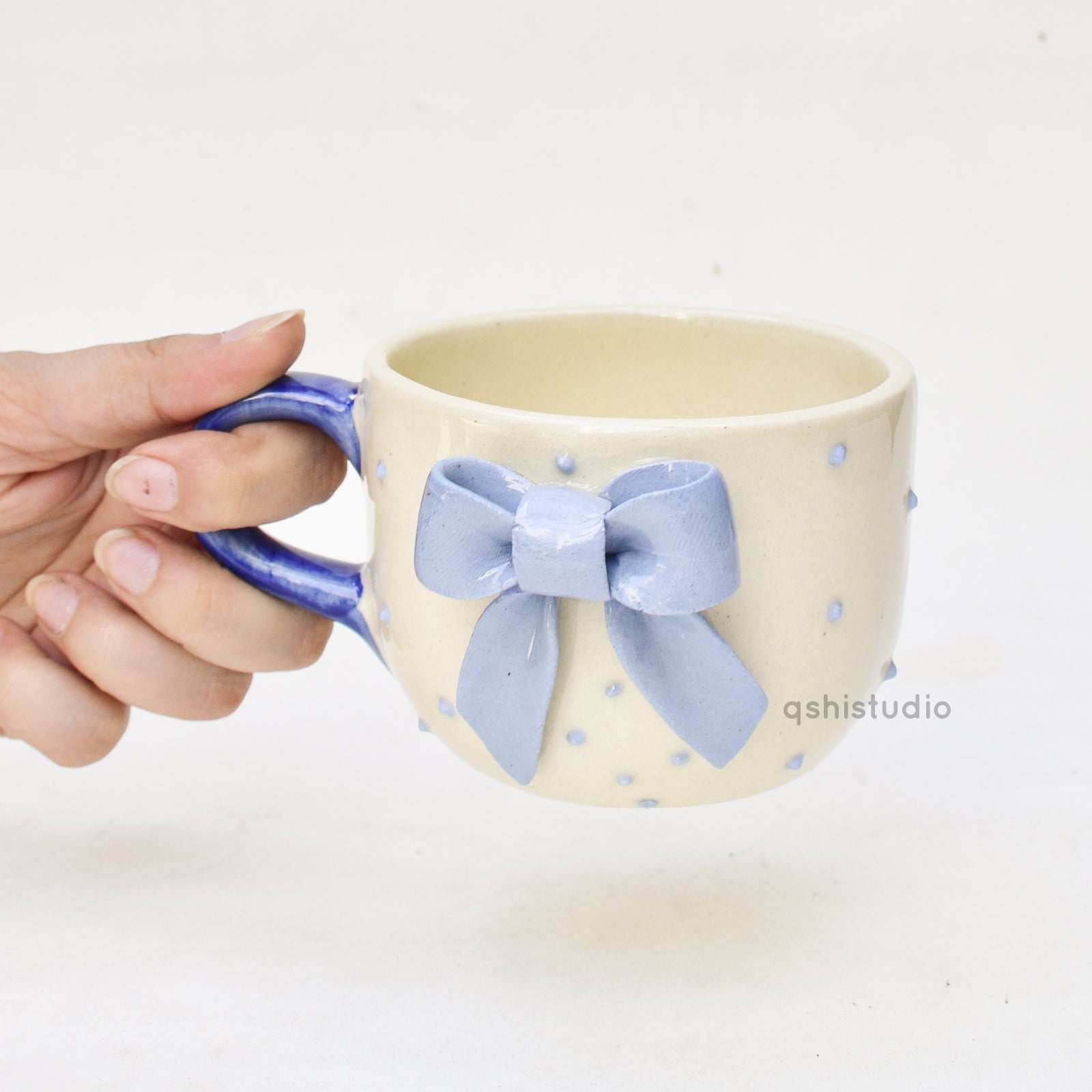 Ceramic Coffee Mug - Blue Bow