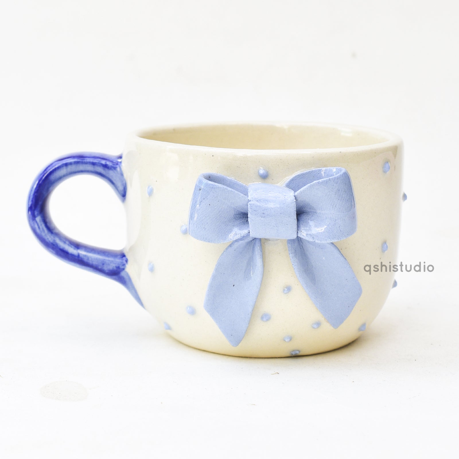 Ceramic Coffee Mug - Blue Bow