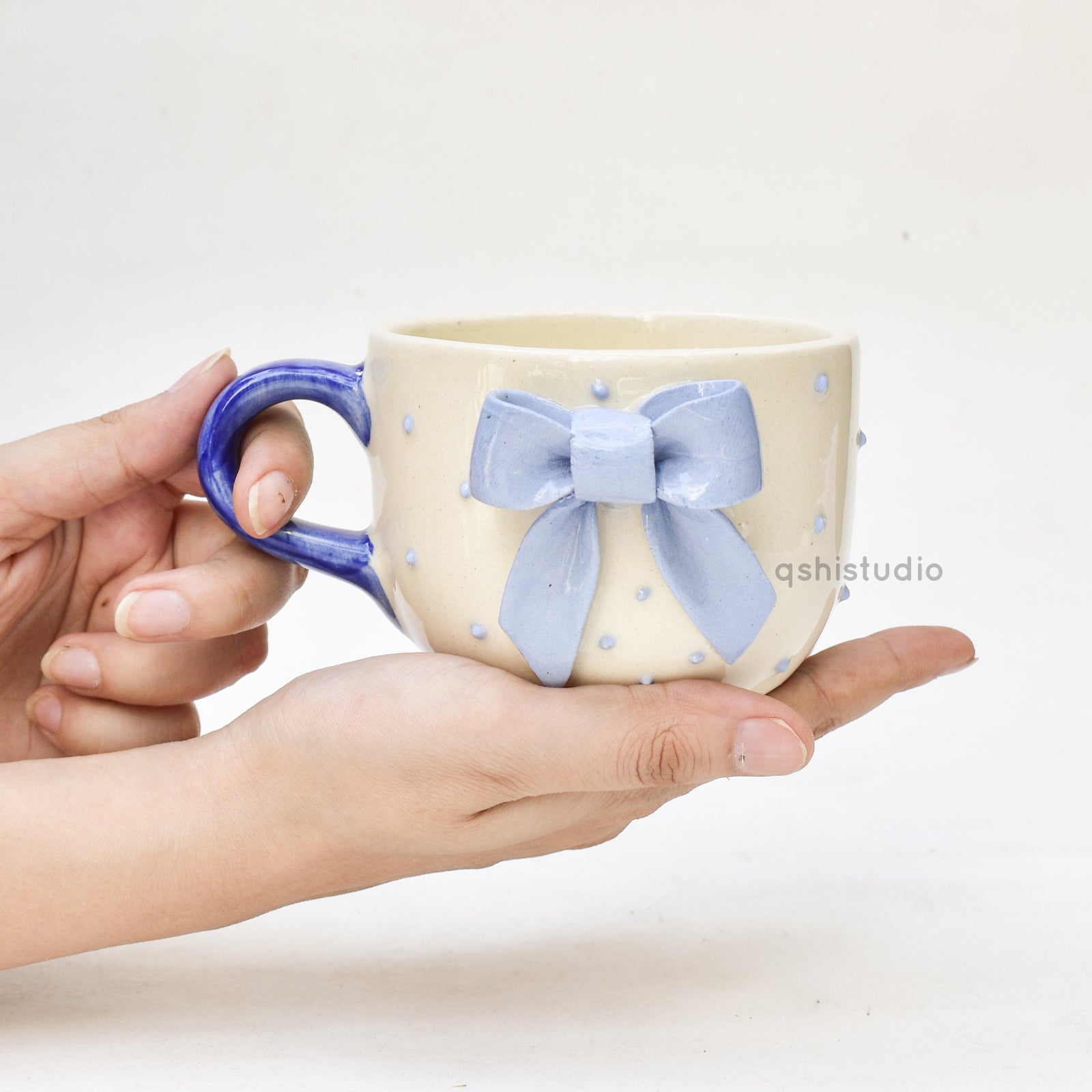 Ceramic Coffee Mug - Blue Bow