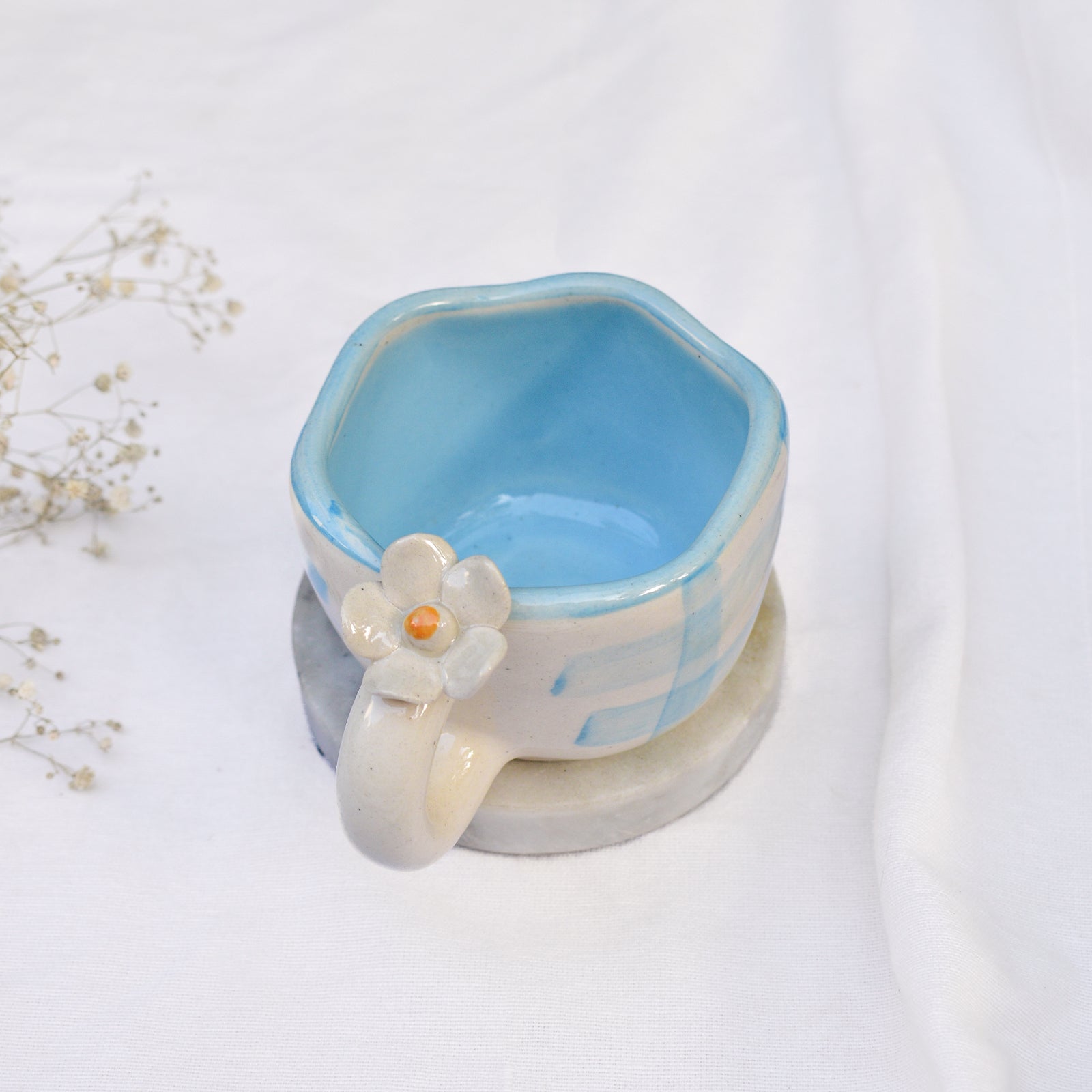 Handmade Ceramic Cups - Daisy (Blue)