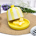 Ceramic Butter Dish - Yellow Stripe