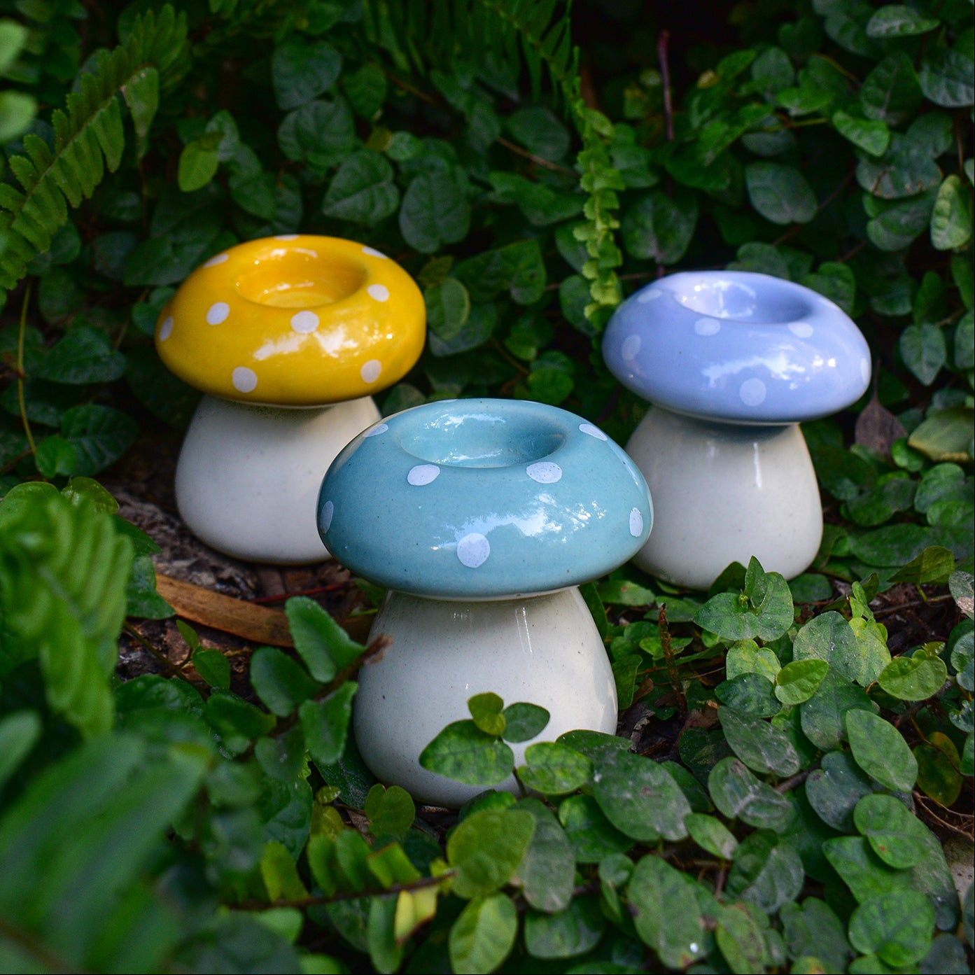 Diya/Candle Holder -  Mushroom (Set of 3)