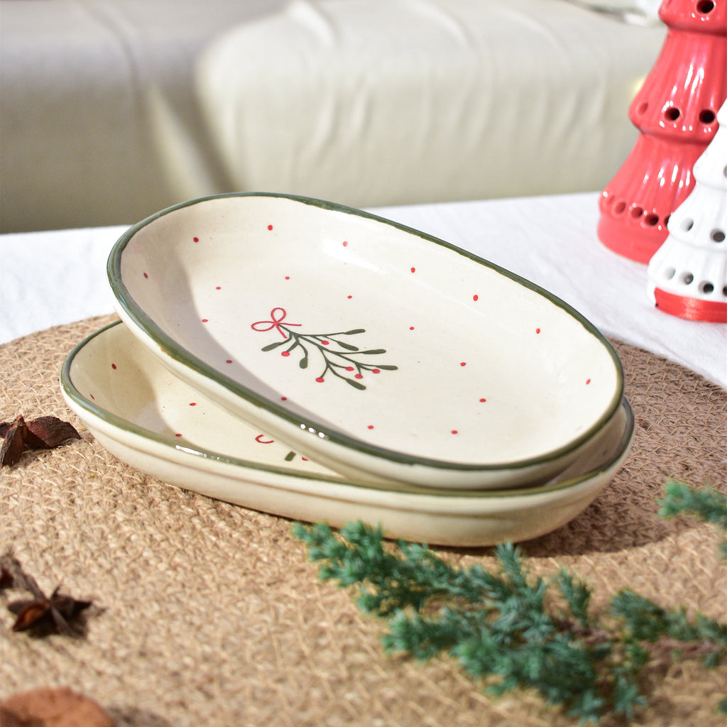 Serving Ceramic Bowl - Mistletoe ( 1 pc)