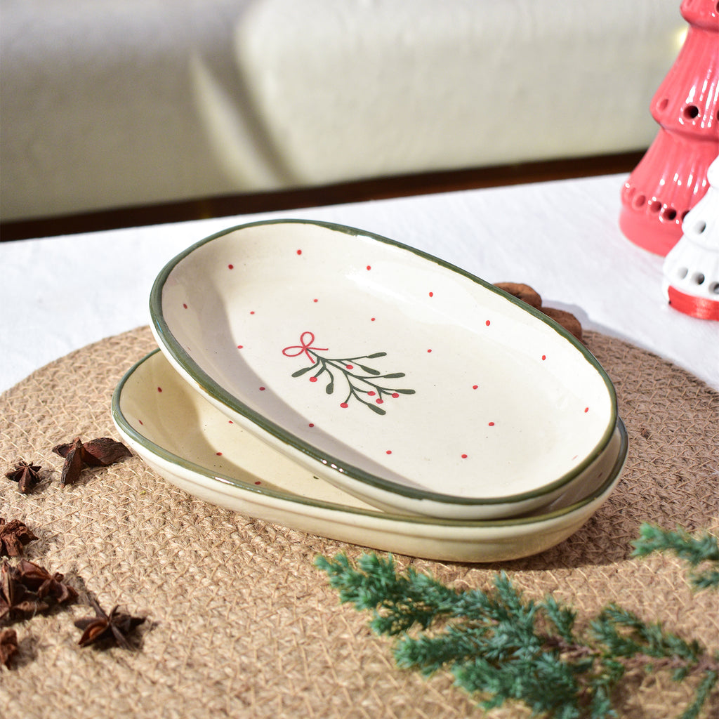 Serving Ceramic Bowl - Mistletoe ( 1 pc)