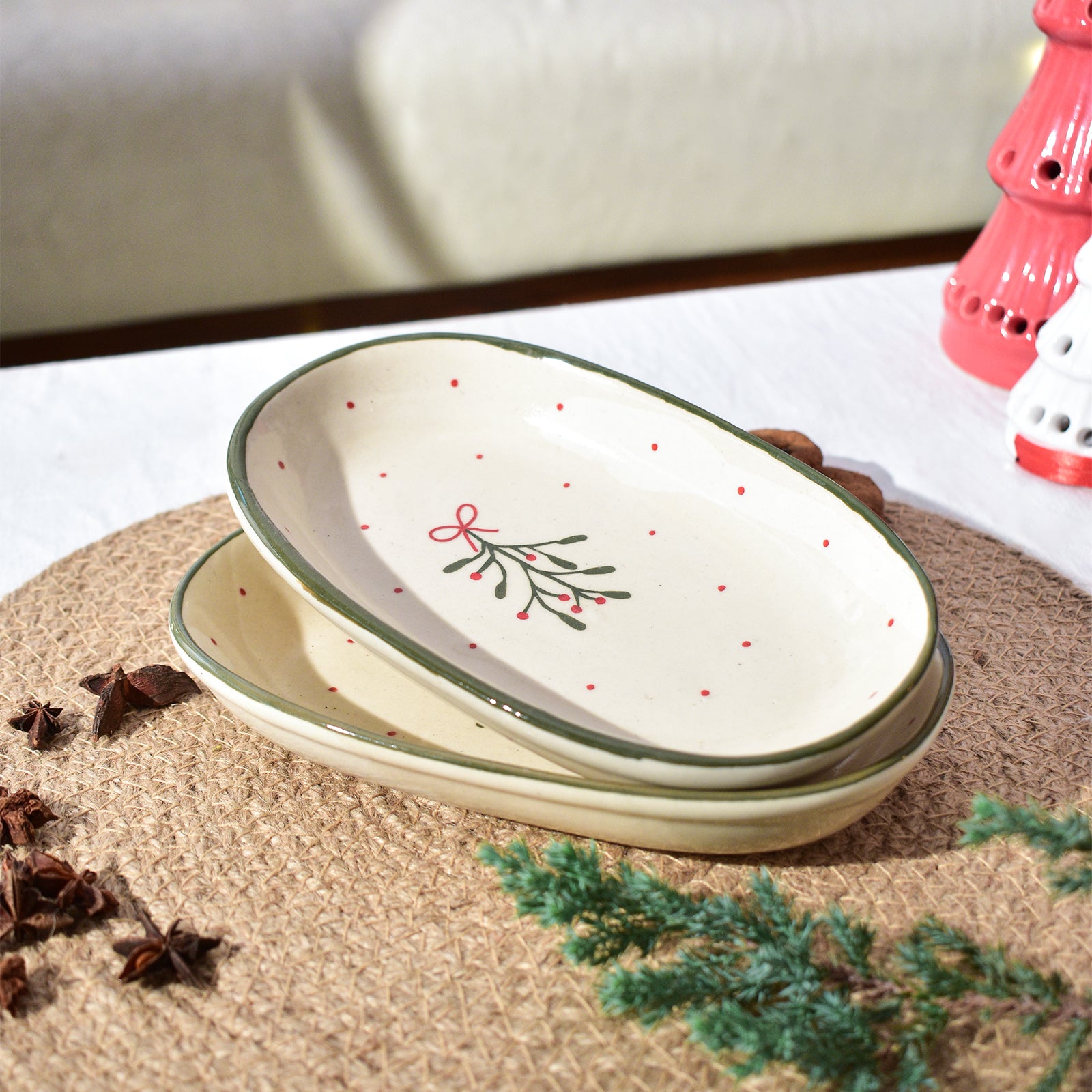 Serving Ceramic Bowl - Mistletoe ( 1 pc)
