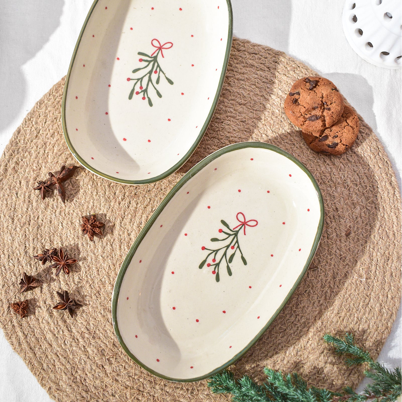 Serving Ceramic Bowl - Mistletoe ( 1 pc)