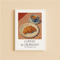 Coffee & Croissant Poster – Vintage Breakfast Wall Art Print