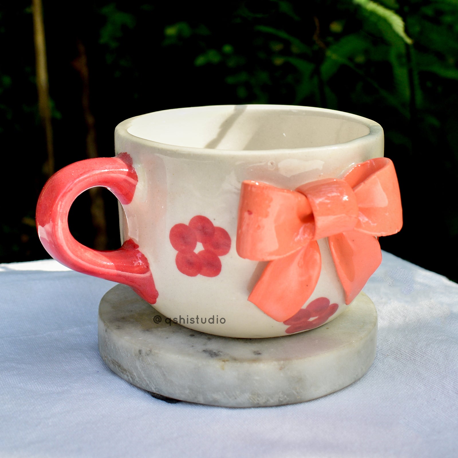 Ceramic Coffee Mug - Bow Orange flower