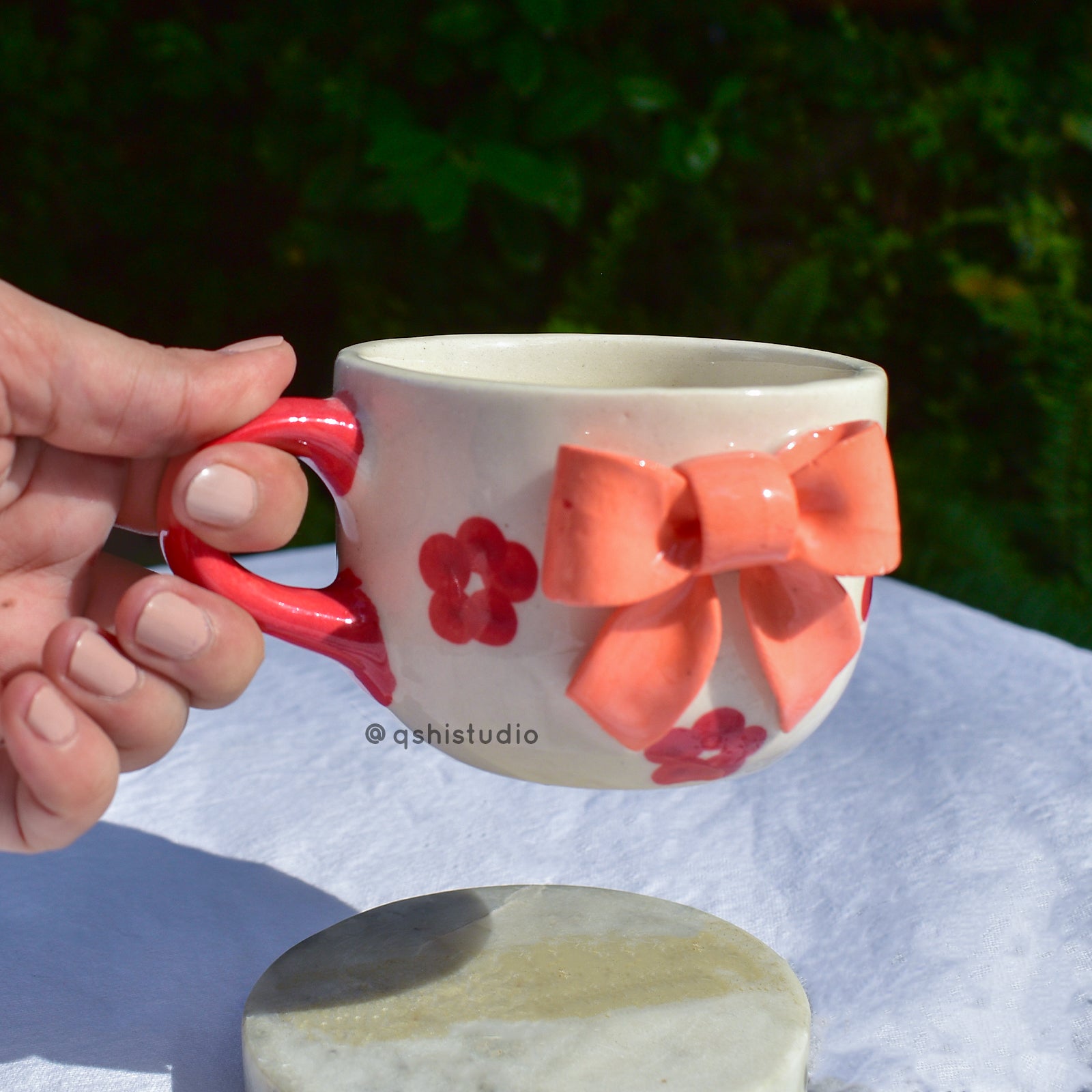 Ceramic Coffee Mug - Bow Orange flower