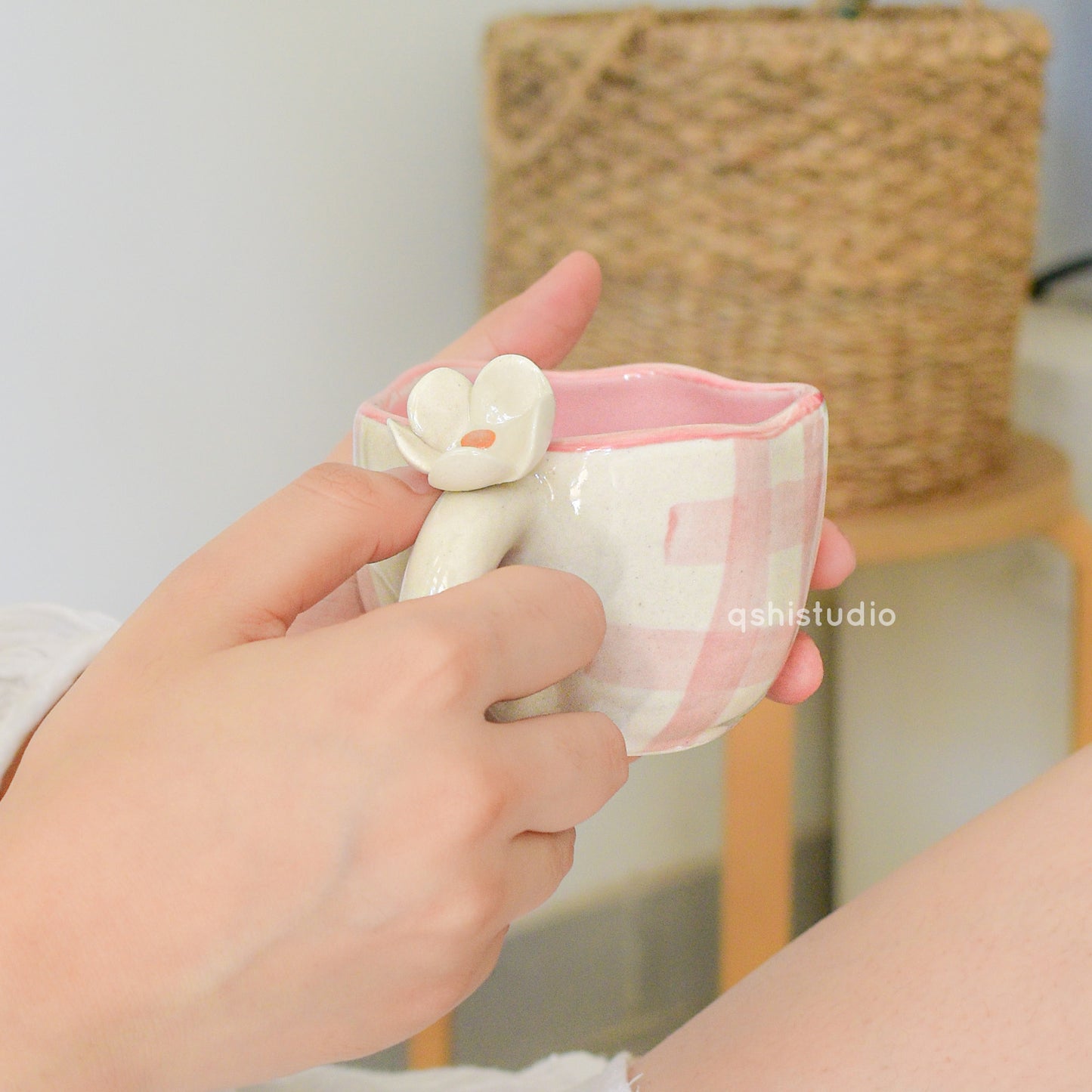 Handmade Ceramic Cups - Daisy (Pink)