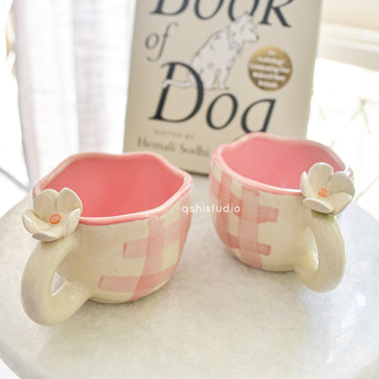 Handmade Ceramic Cups - Daisy (Pink)