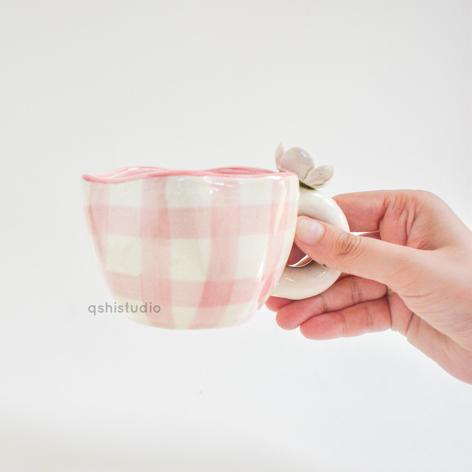Handmade Ceramic Cups - Daisy (Pink)