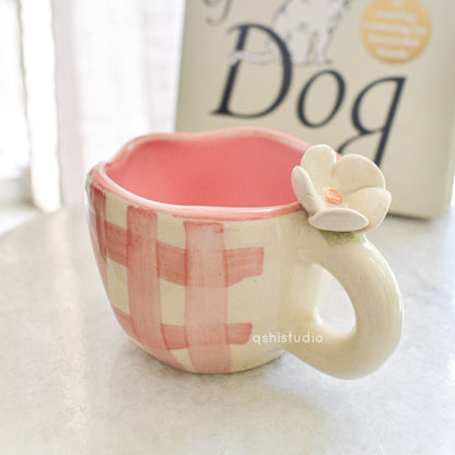 Handmade Ceramic Cups - Daisy (Pink)