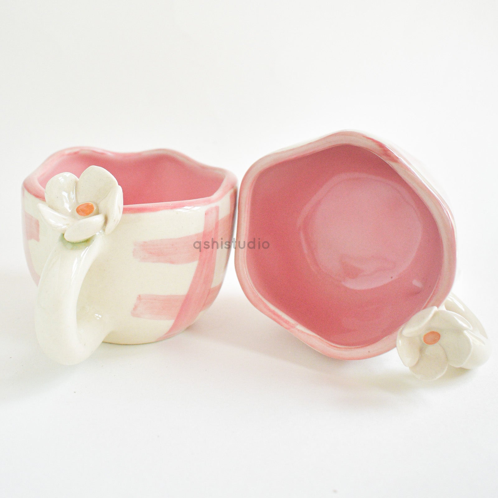 Handmade Ceramic Cups - Daisy (Pink)