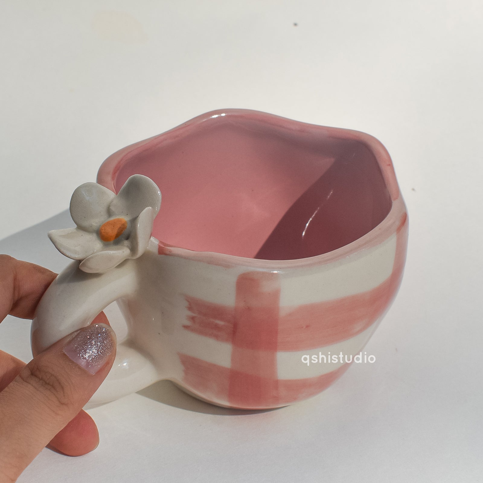 Handmade Ceramic Mug - Daisy (Red)