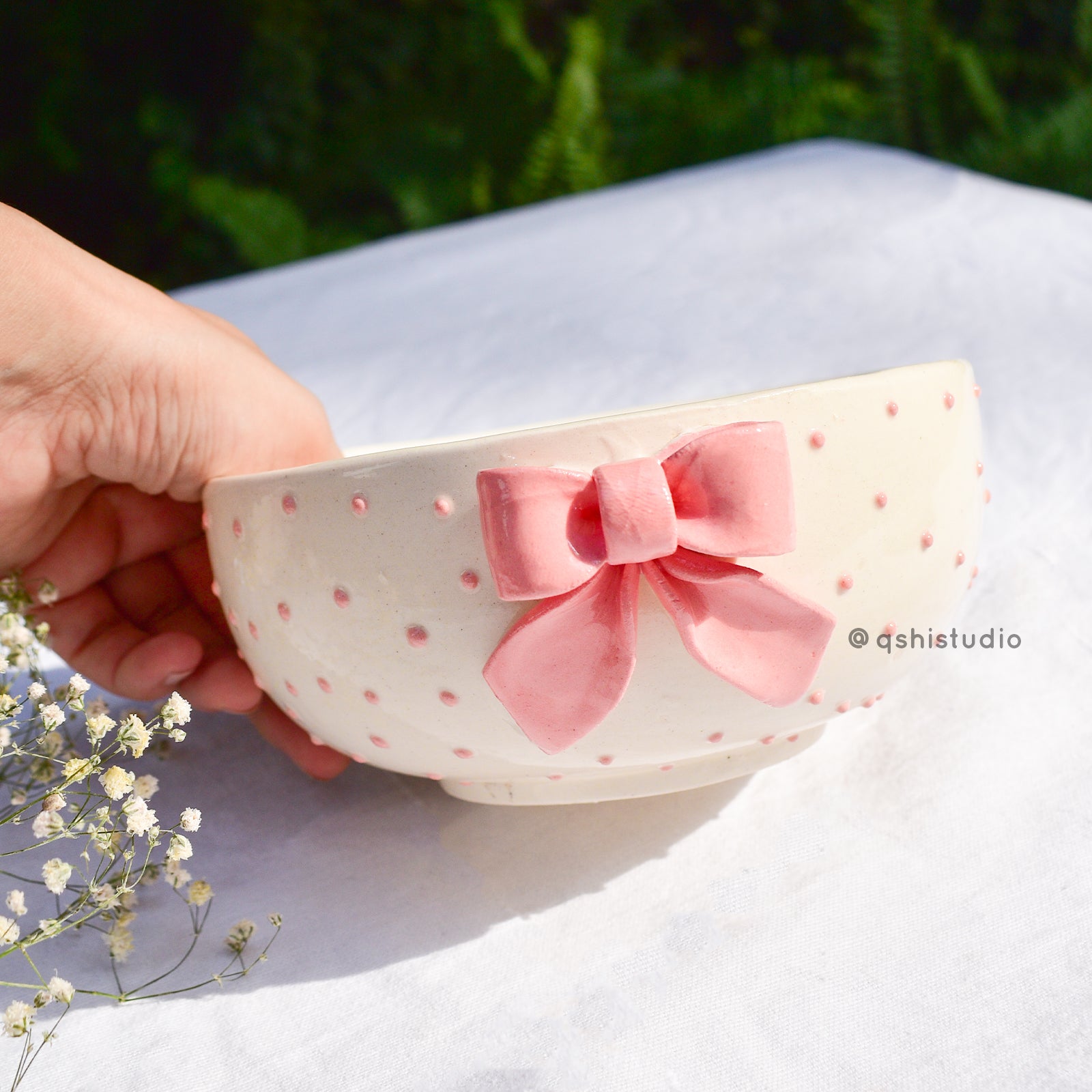 Ceramic Pinterest Bowl - Pink Bow