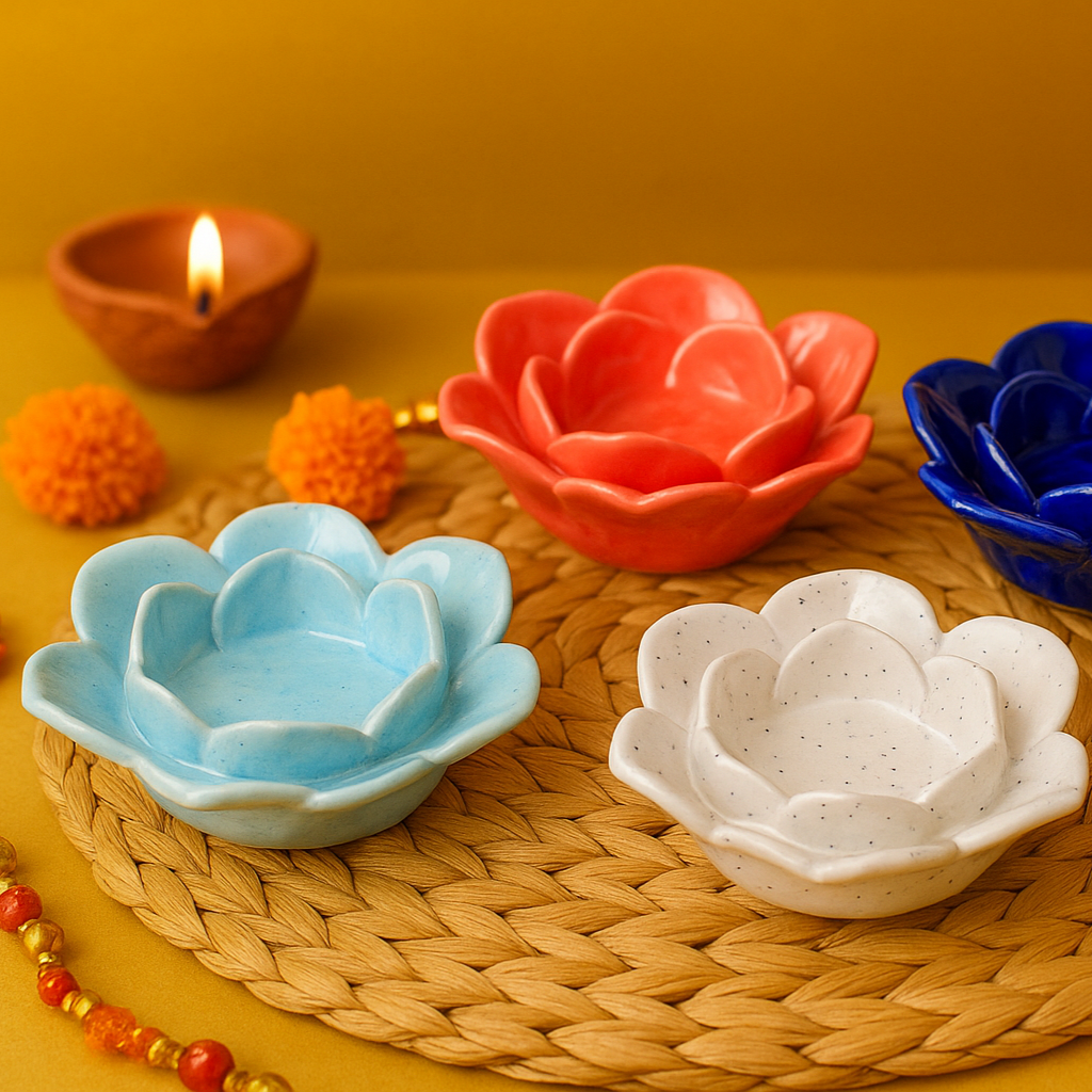 Diya Holder - Lotus Set of 4