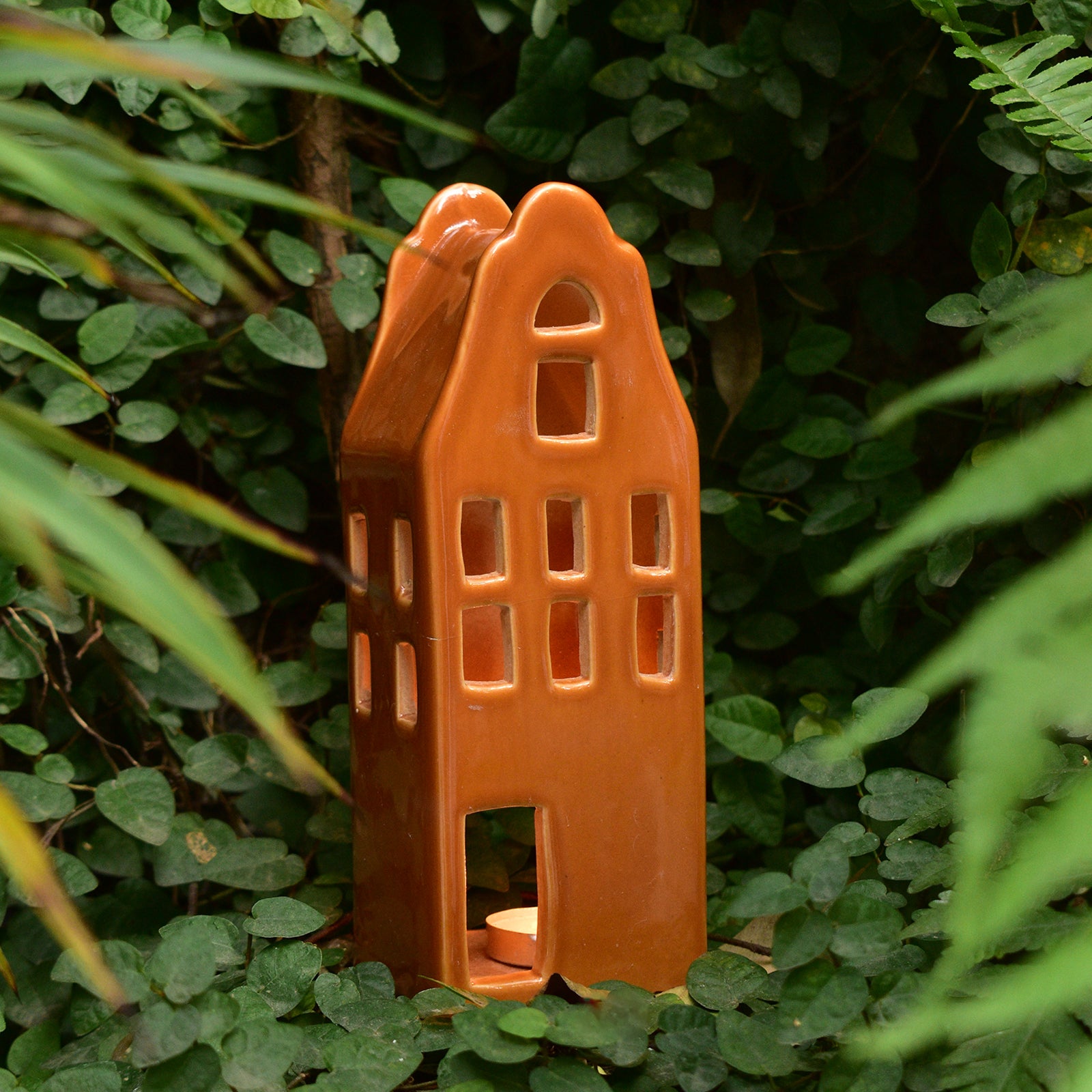 Ceramic Tealight\Dhoop Light Decor  -  Earthy House Miniature