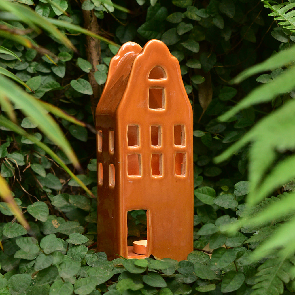 Ceramic Tealight\Dhoop Light Decor  -  Earthy House Miniature