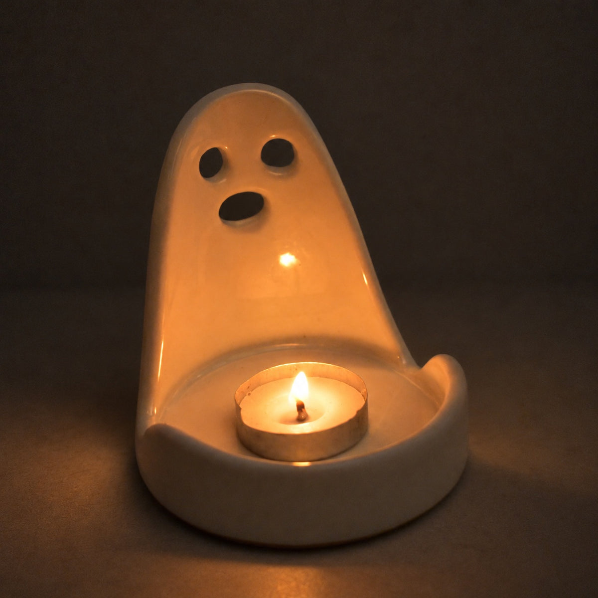 Ceramic Tealight Holder  - Ghost