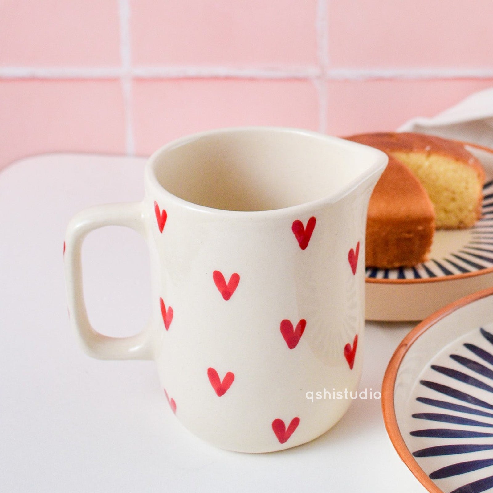 Small Cute Ceramic Jug - Cupid Heart
