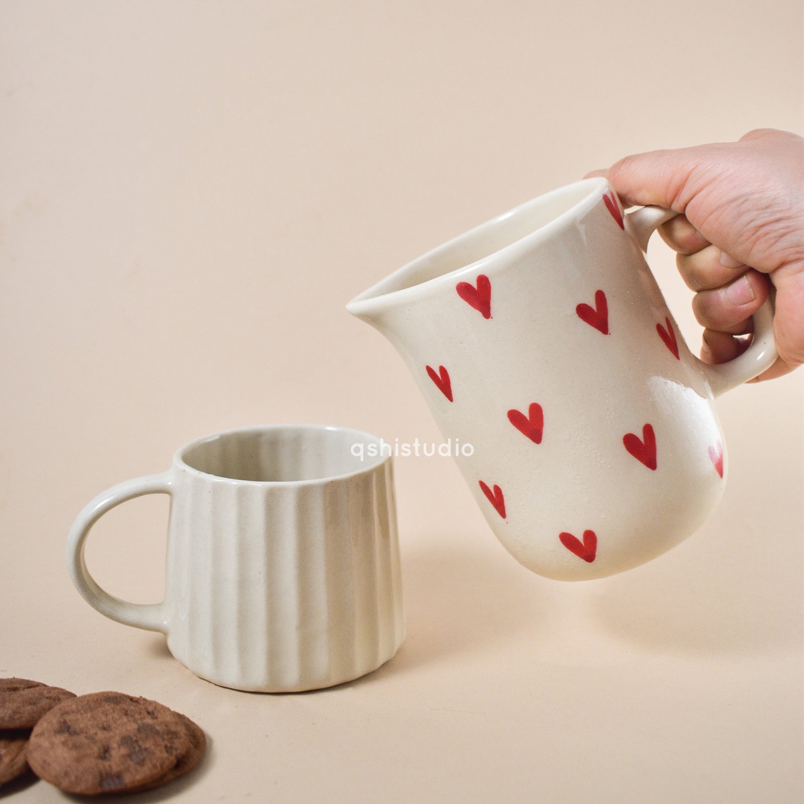Small Cute Ceramic Jug - Cupid Heart