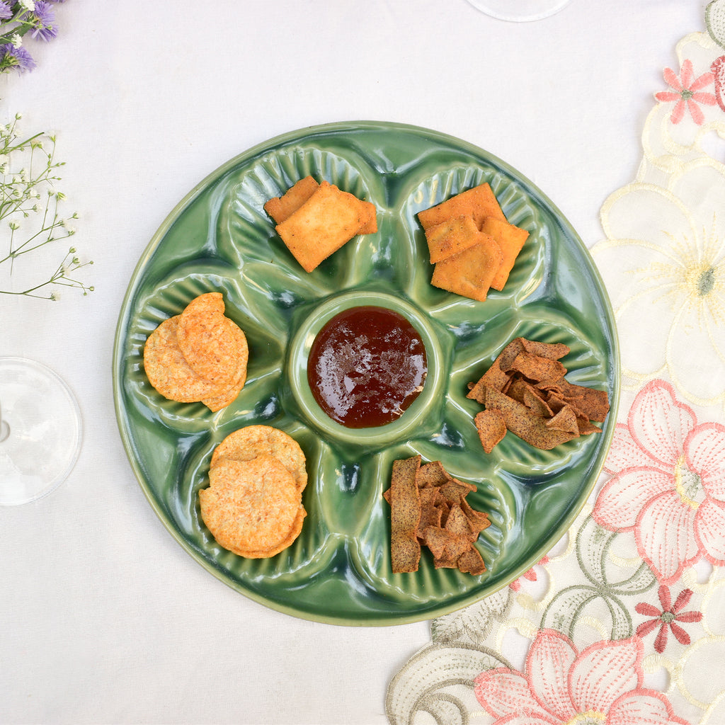 Ceramic Serving platterl - Seashell Green