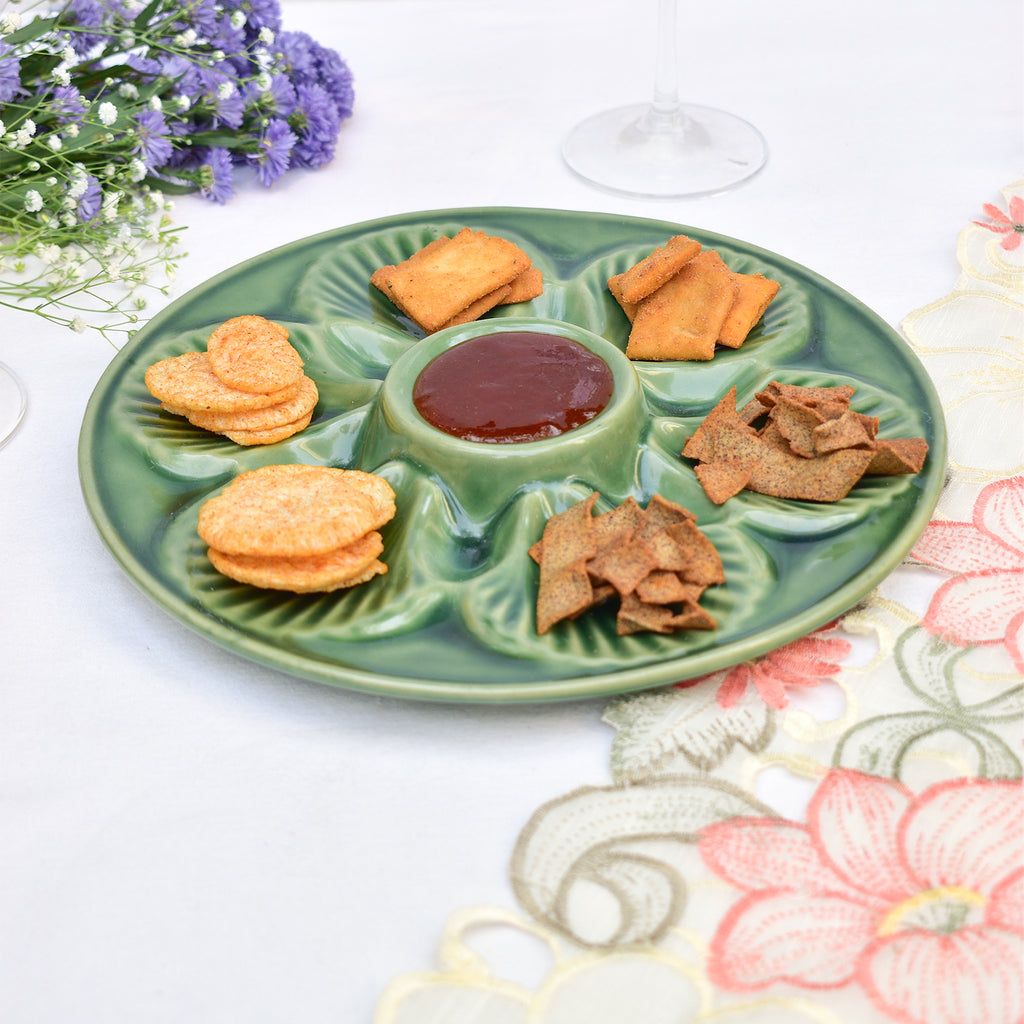 Ceramic Serving platterl - Seashell Green