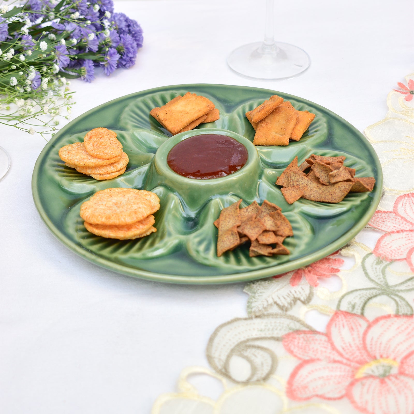 Ceramic Serving platterl - Seashell Green