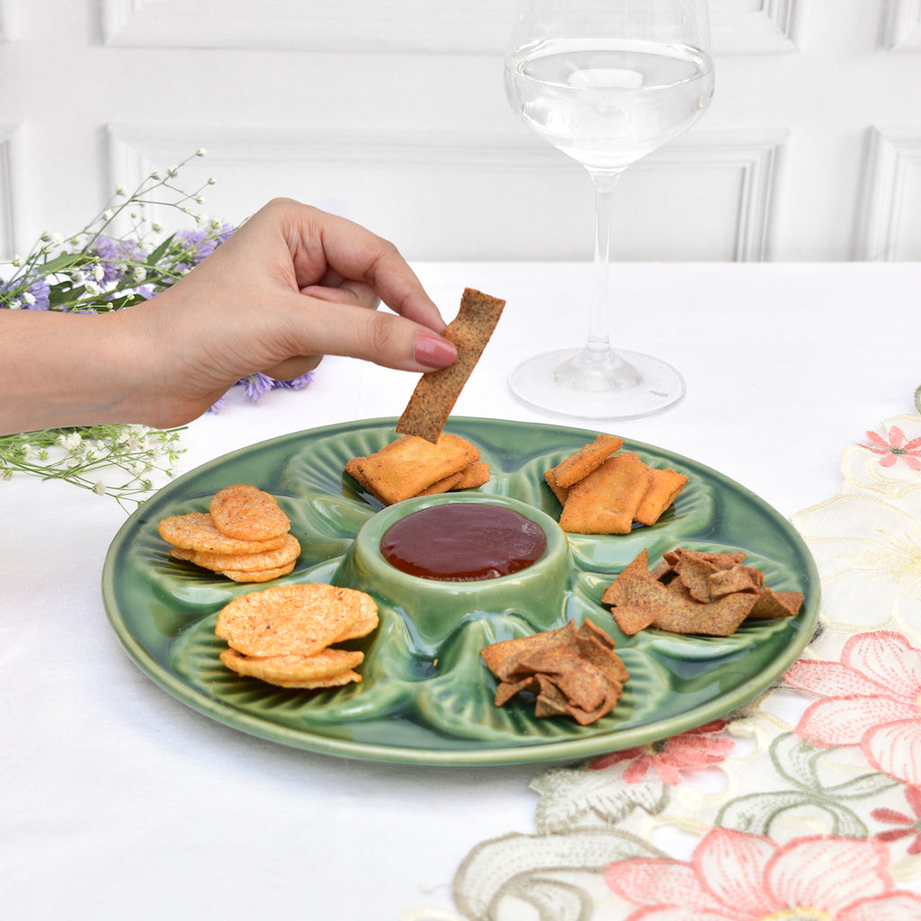 Ceramic Serving platterl - Seashell Green