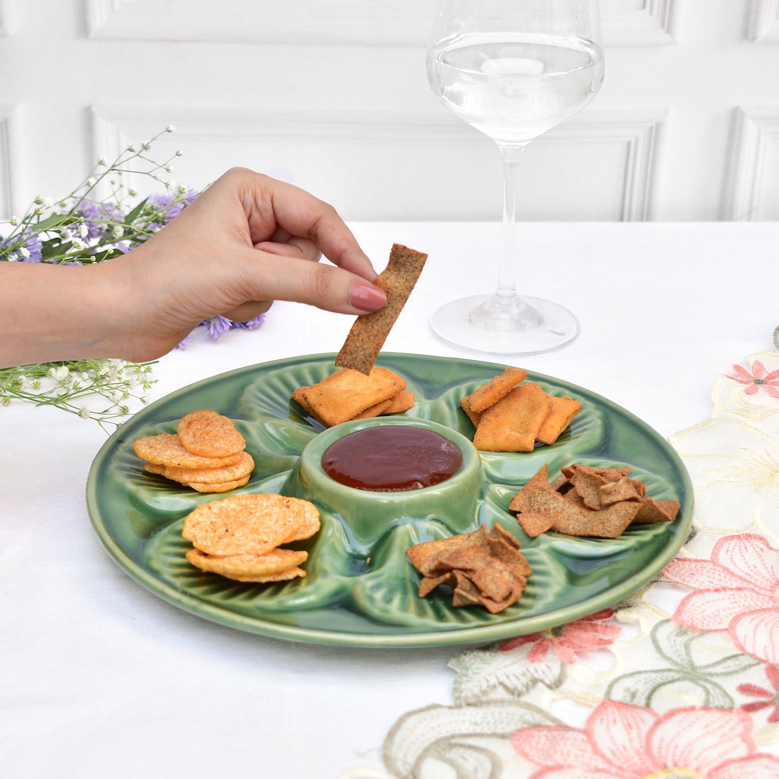 Ceramic Serving platterl - Seashell Green