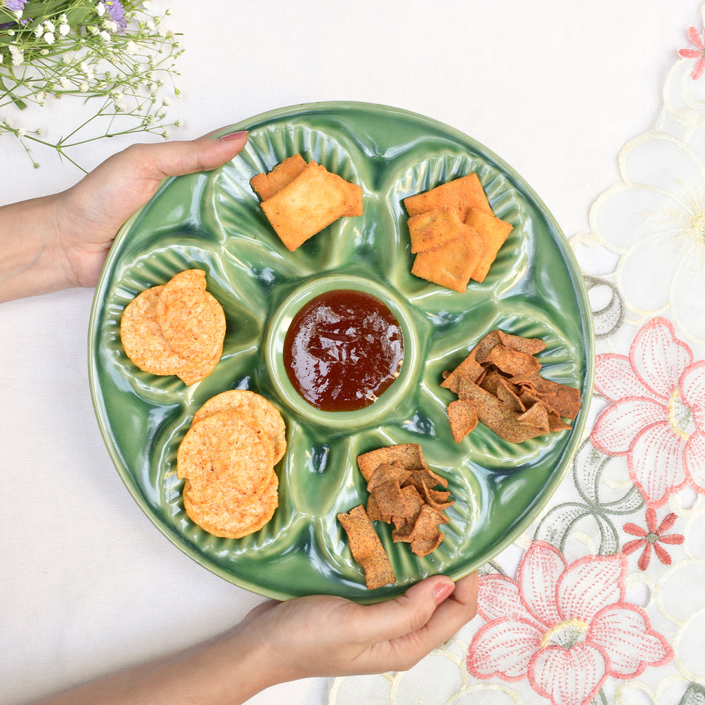 Ceramic Serving platterl - Seashell Green