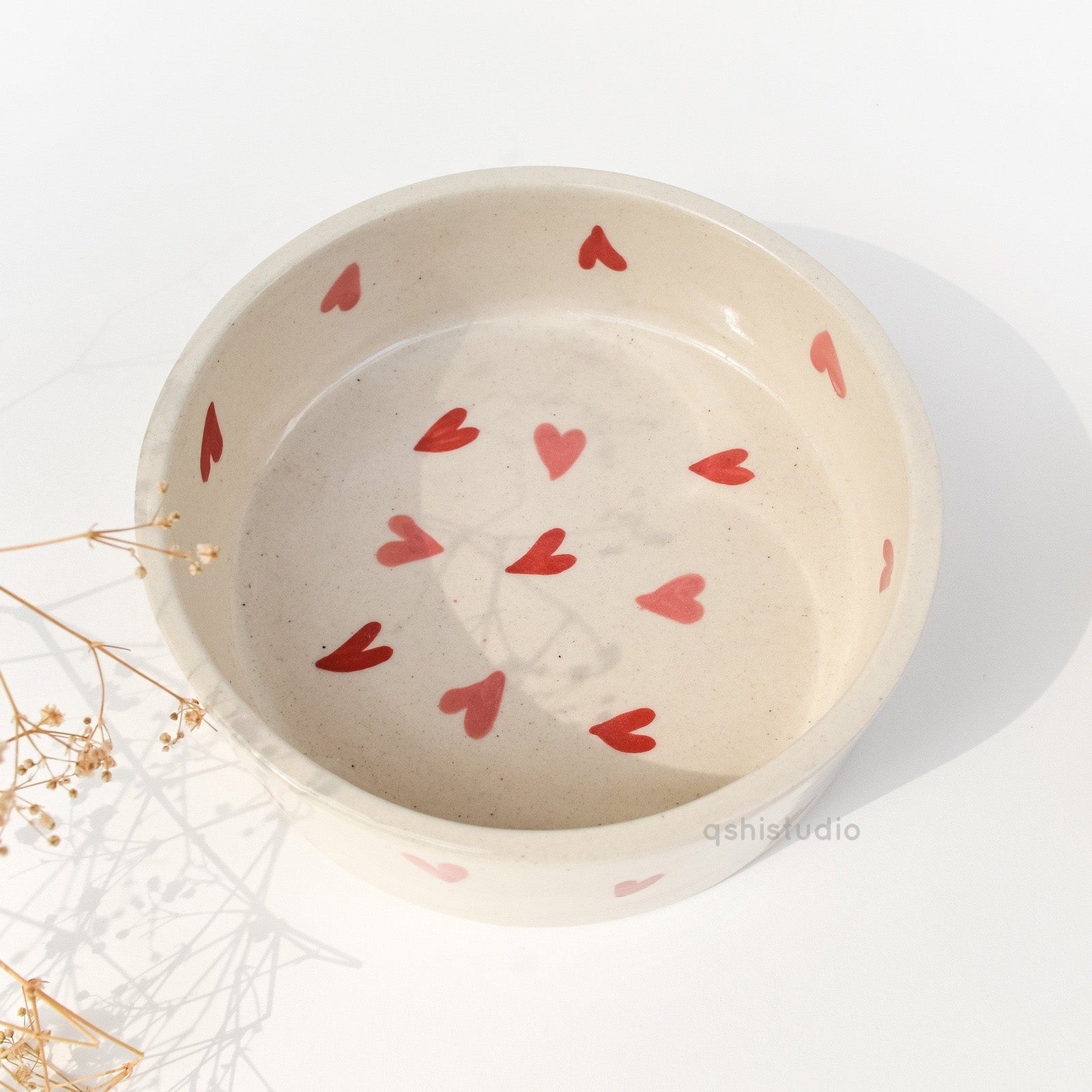 Handmade Ceramic Breakfast Bowl - Twin Heart