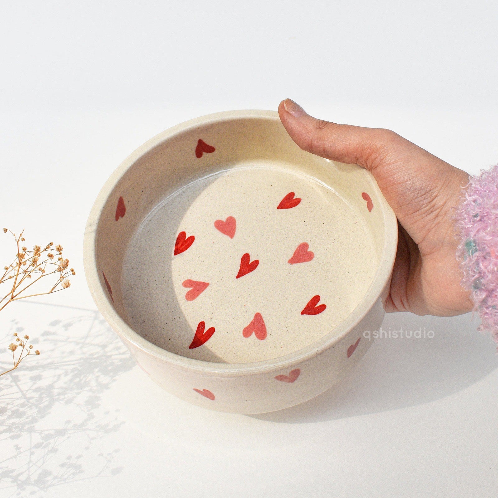 Handmade Ceramic Breakfast Bowl - Twin Heart