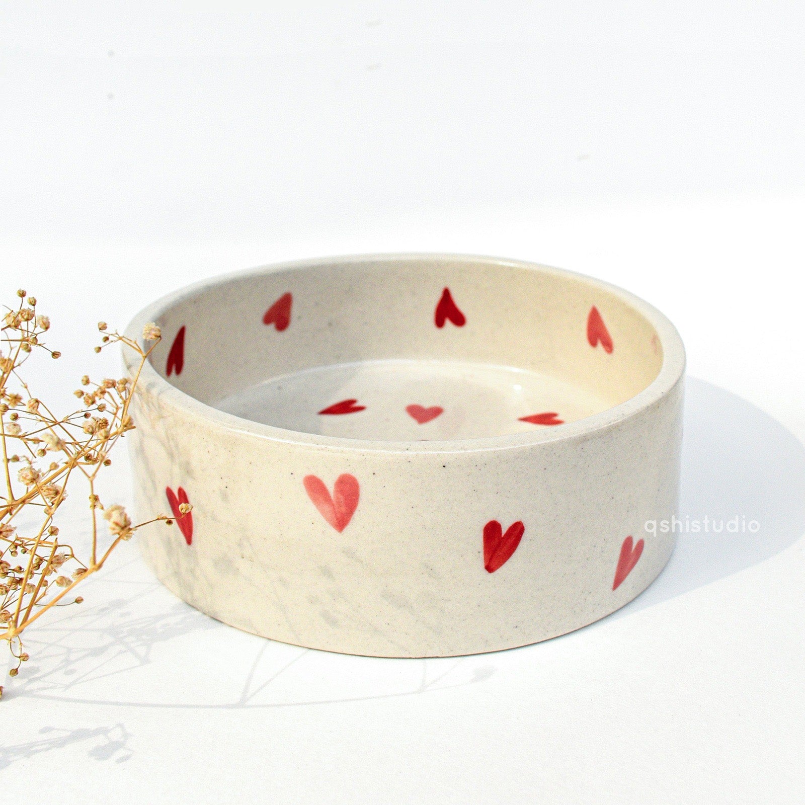 Handmade Ceramic Breakfast Bowl - Twin Heart
