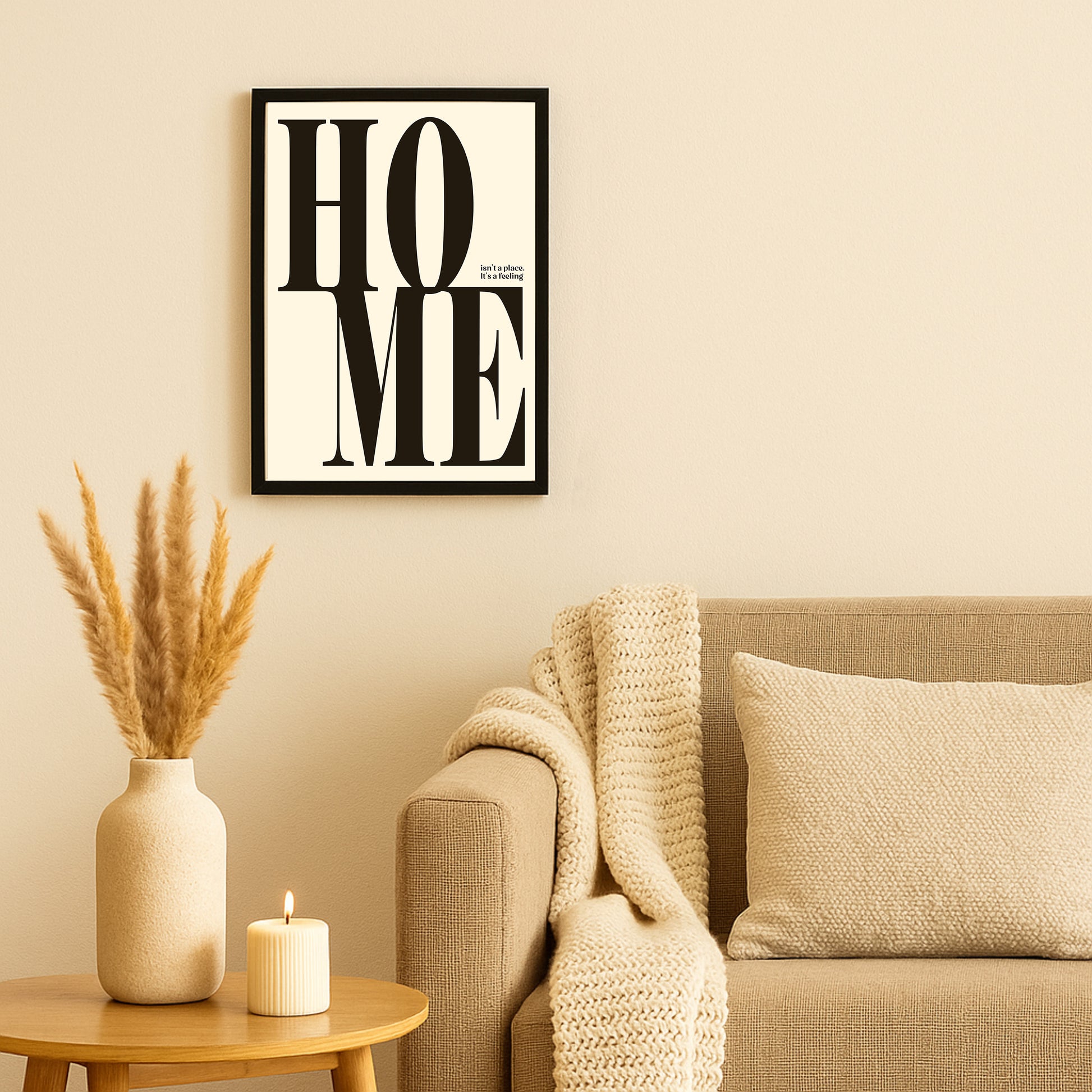 Home Typography Poster – Minimal Quote Wall Art for Living Room