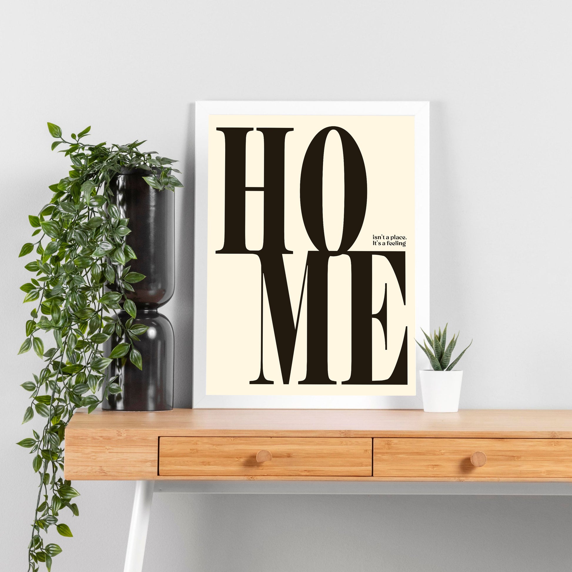 Home Typography Poster – Minimal Quote Wall Art for Living Room