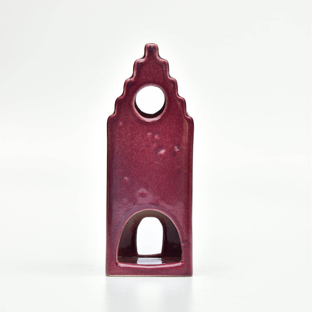 Ceramic Tealight\Dhoop Light Decor  - Maroon House Miniature
