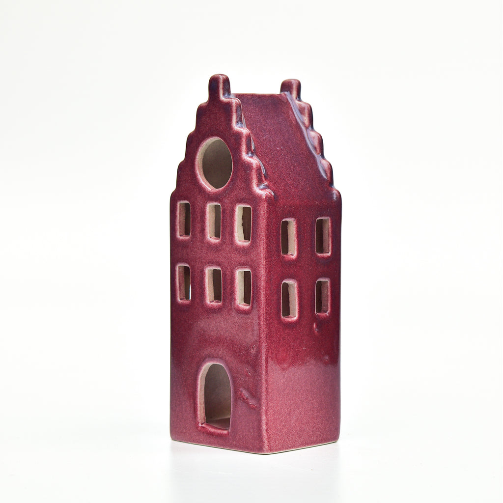 Ceramic Tealight\Dhoop Light Decor  - Maroon House Miniature