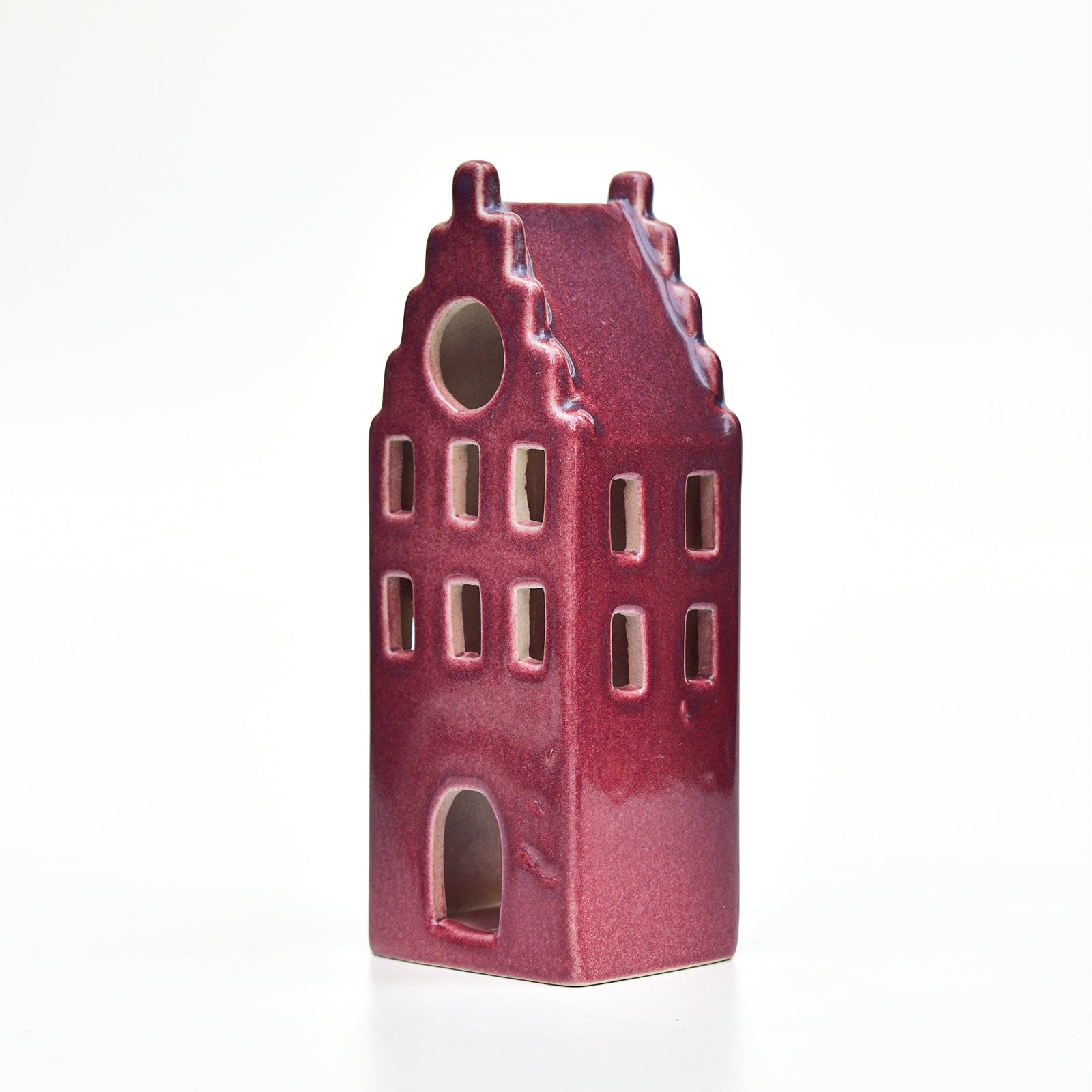 Ceramic Tealight\Dhoop Light Decor  - Maroon House Miniature