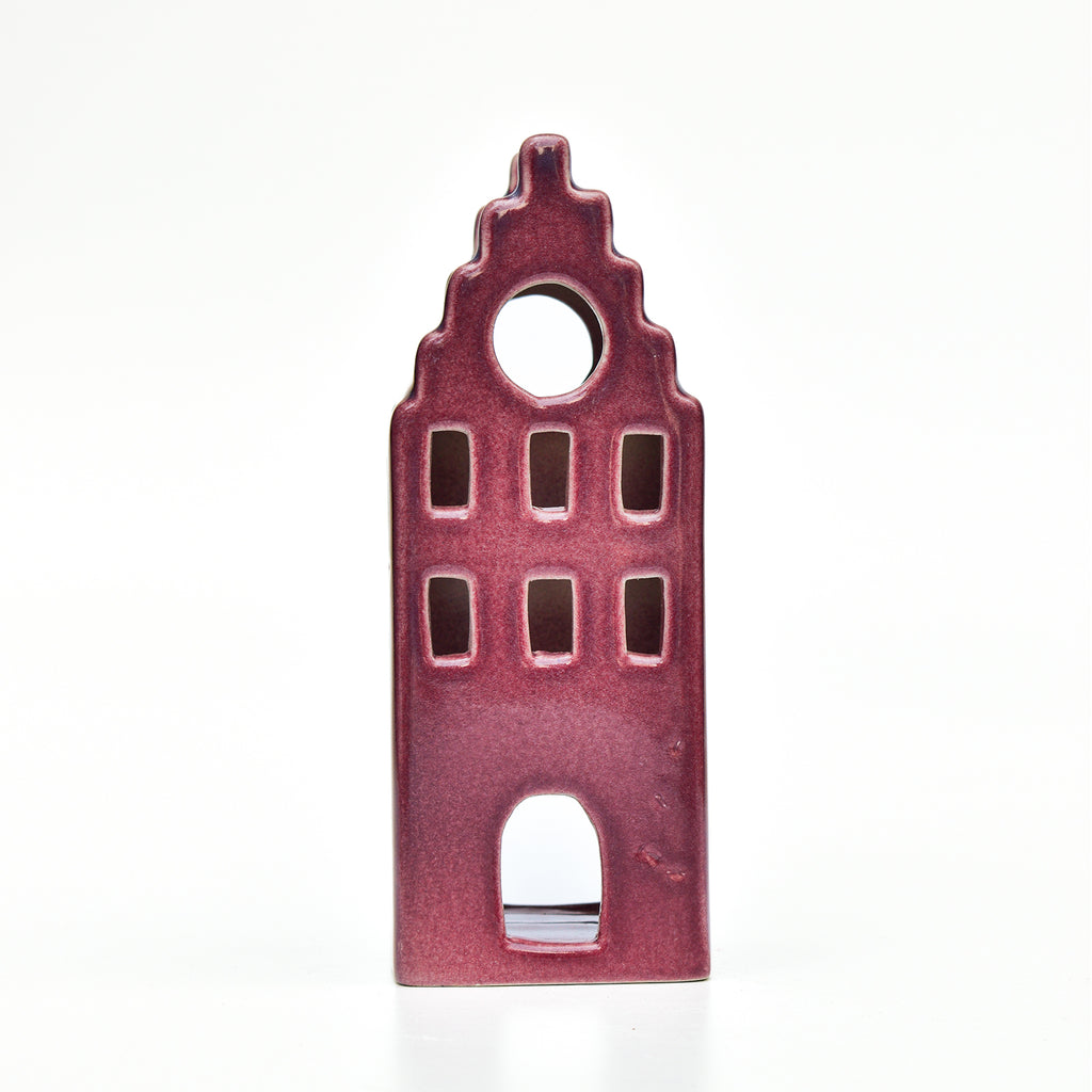 Ceramic Tealight\Dhoop Light Decor  - Maroon House Miniature