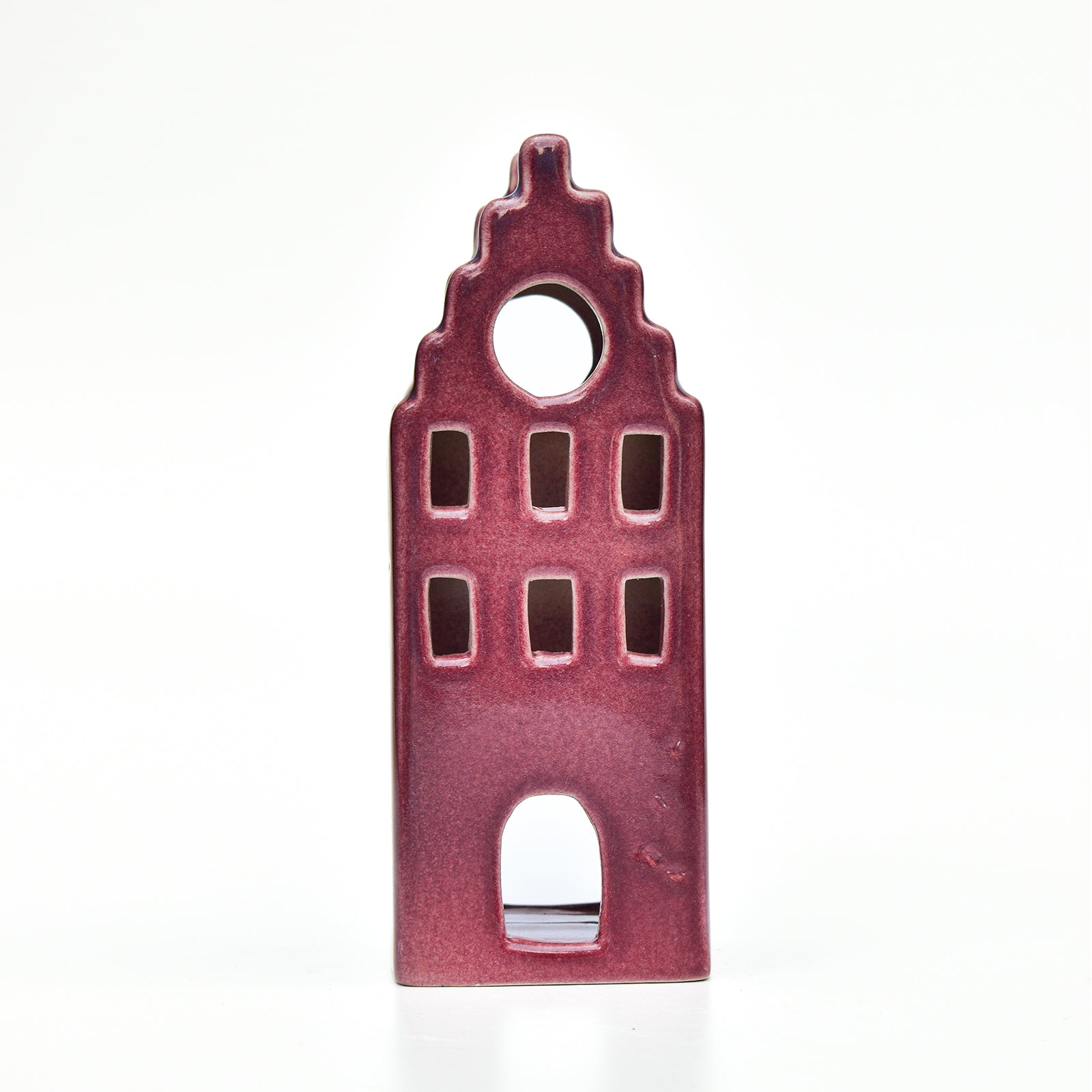 Ceramic Tealight\Dhoop Light Decor  - Maroon House Miniature