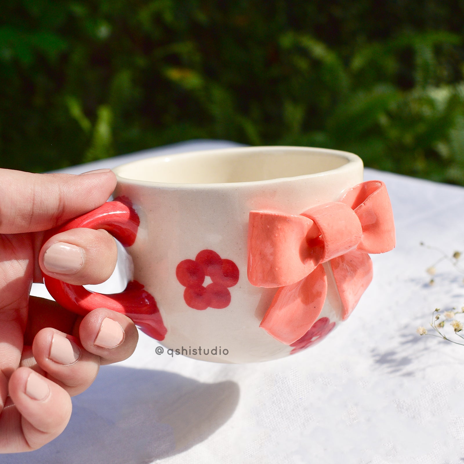 Ceramic Coffee Mug - Bow Orange flower