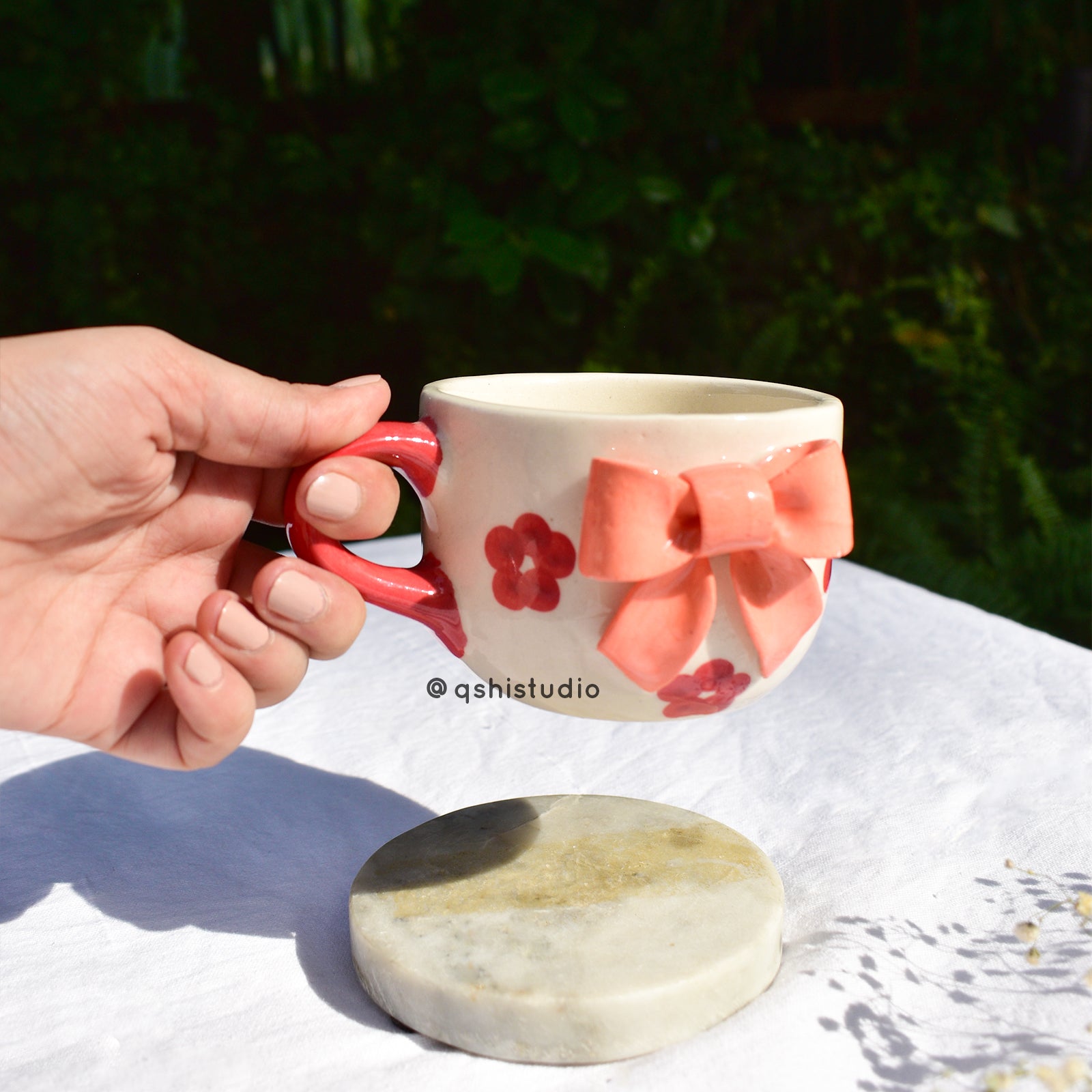 Ceramic Coffee Mug - Bow Orange flower