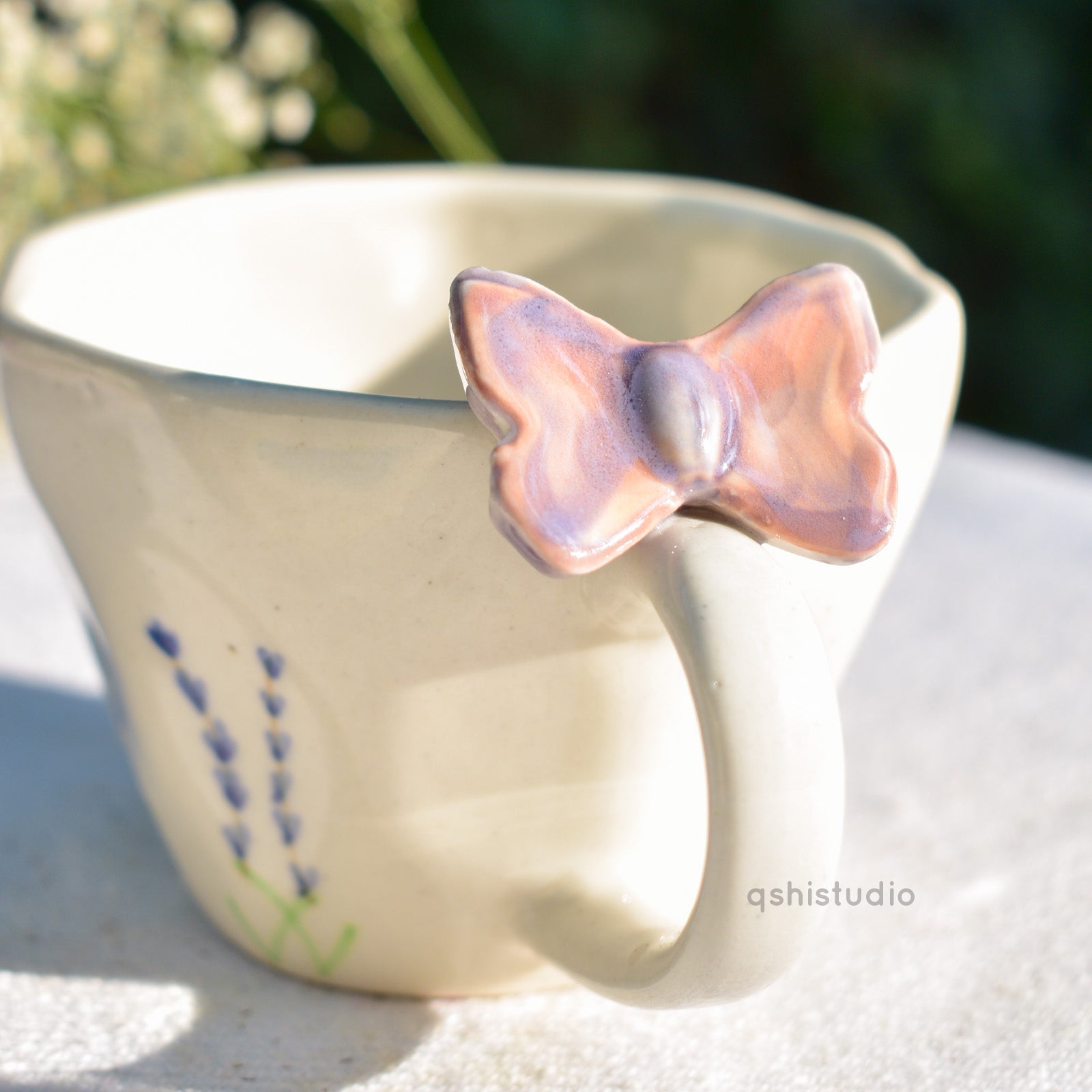 Ceramic Coffee Mug - Lavender Butterfly